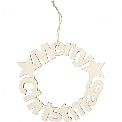 Create Craft - Merry Christmas Krasher Houten Decoratie - 22 cm x 4 mm