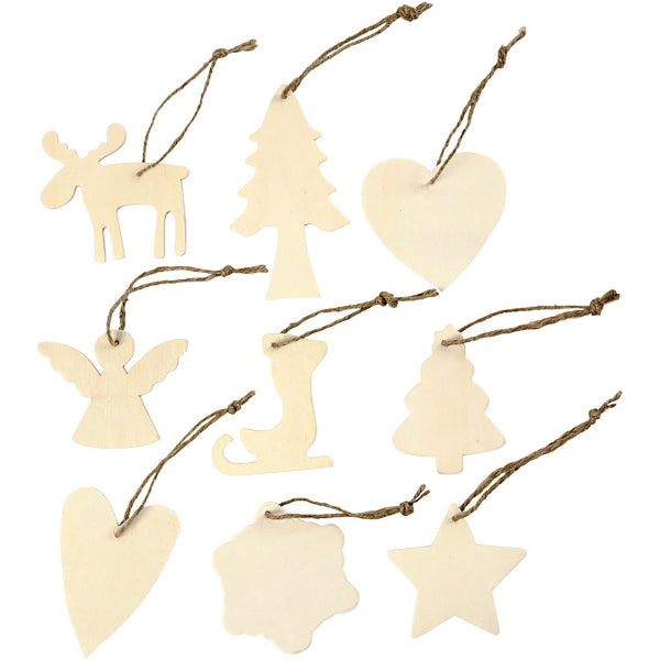 Create Craft - Christmas Wooden Ornaments - 7-8cm  72x per box
