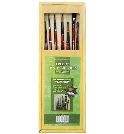 Create - Watercolour Wooden Brush Set