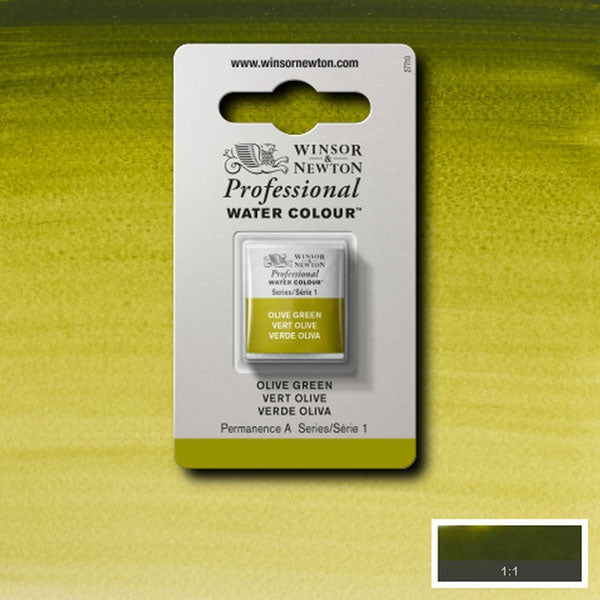 Winsor and Newton - Professional Artists' Watercolour Half Pan - HP - Olive Green