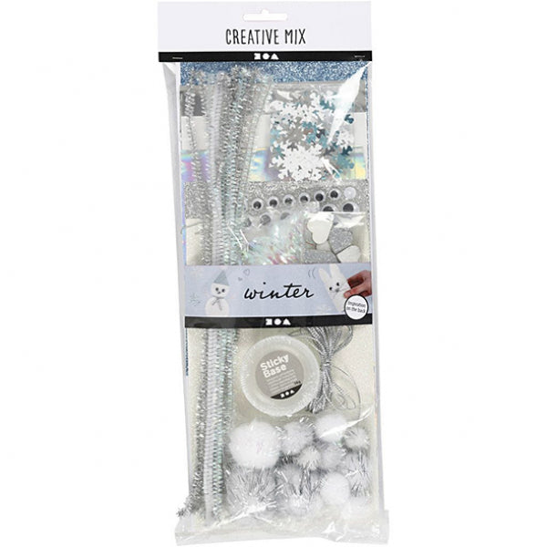 Create - Kit di decorazioni invernali per l'assortimento di creazioni - Bianco e argento
