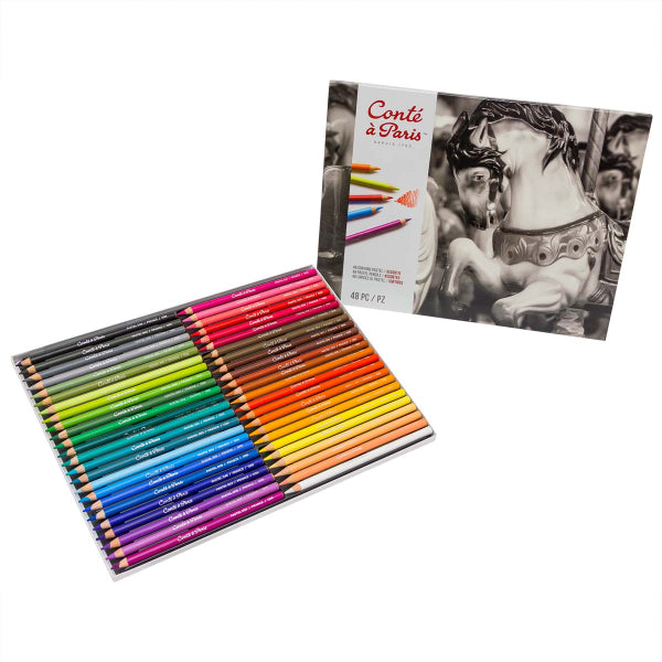 Conté - Crayons pastel - 48 Assortis - Boîtes en métal