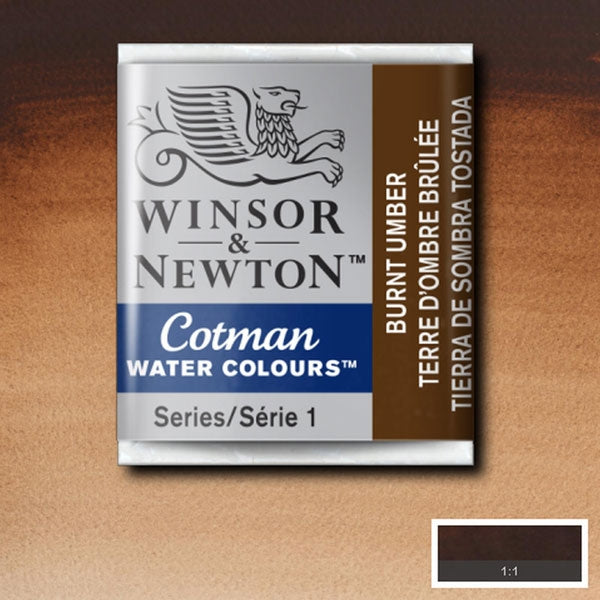 Winsor et Newton - Cotman Watercolor Half Pan - Burnt Umber