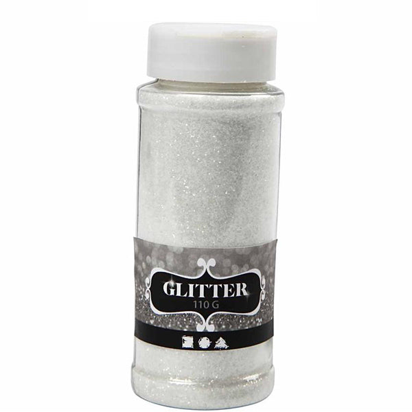 Create Craft - Glitter 110g White  -Tub with shaker top.