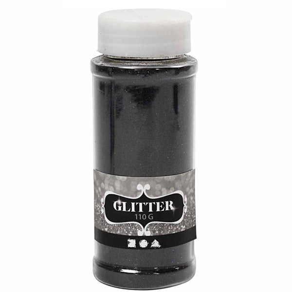 Create Craft - Glitter 110g Black  -Tub with shaker top.