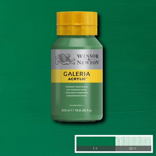 Winsor en Newton - Galeria Acryl -kleur - 500 ml - Permanent groen midden