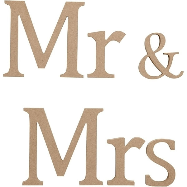 Create Craft - MDF Letters H: 13cm D: 1,5 cm 1 Set Mr & Mrs