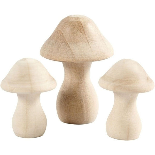 Create Craft - Wooden Mushrooms 4.5 x2piece + 6.5 x1p