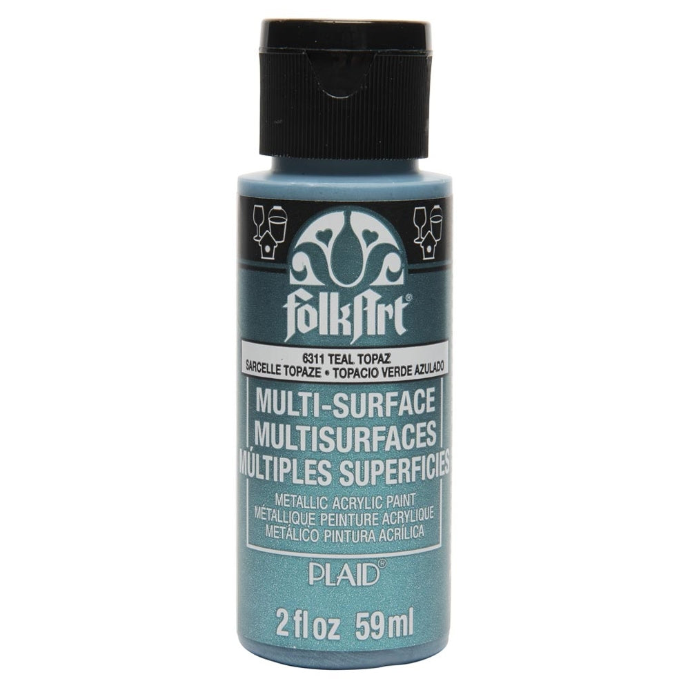 Folkart - Multi -Oberflächen -Acrylfarbe - 2oz - met Teal Topaz