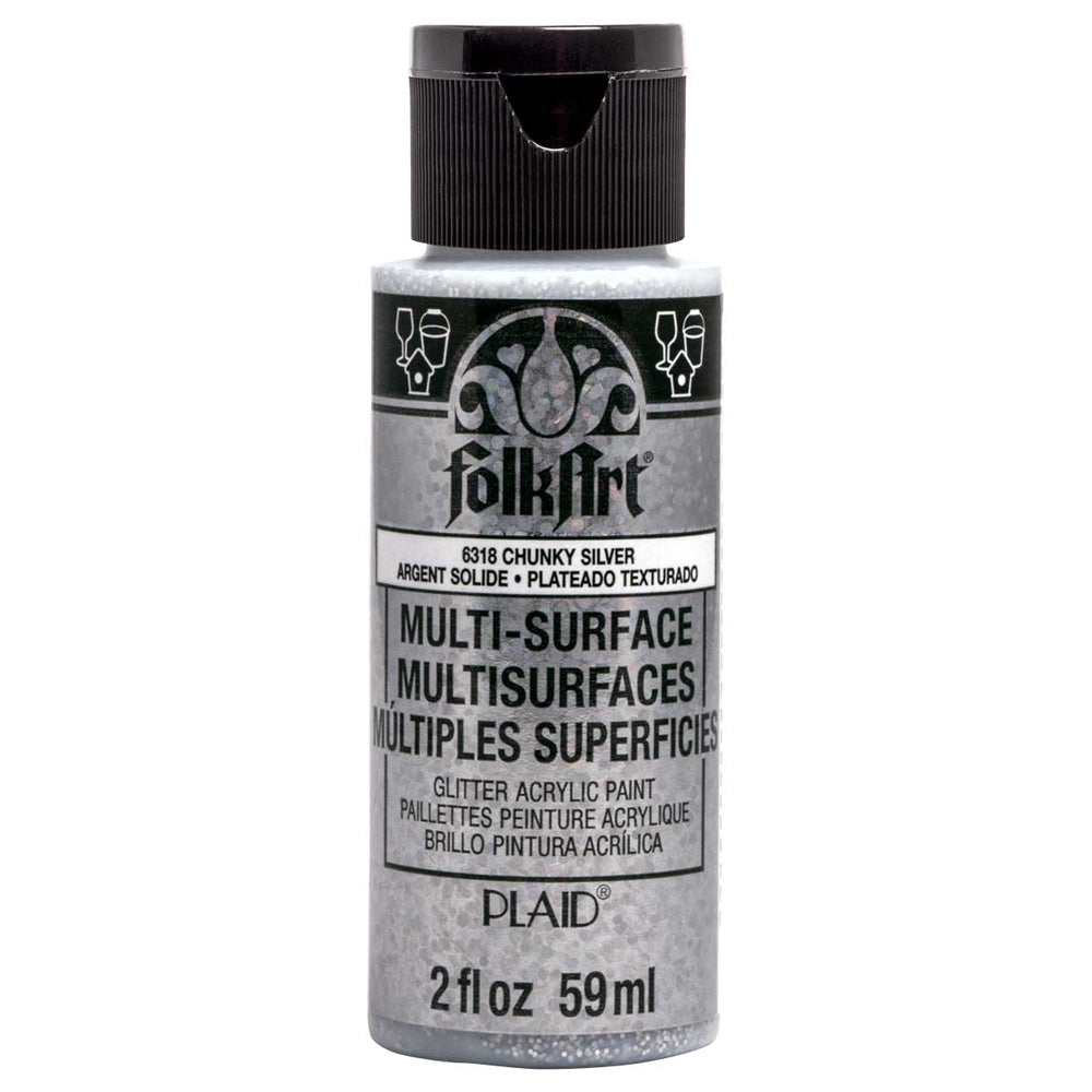 Folkart - Multi -Oberflächen -Acrylfarbe - 2oz - GLTR Chunky Silber