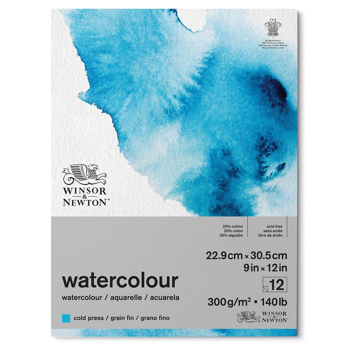 Winsor & Newton - Watercolor Pad - GomMed - koud geperst 9x12 "300GSM