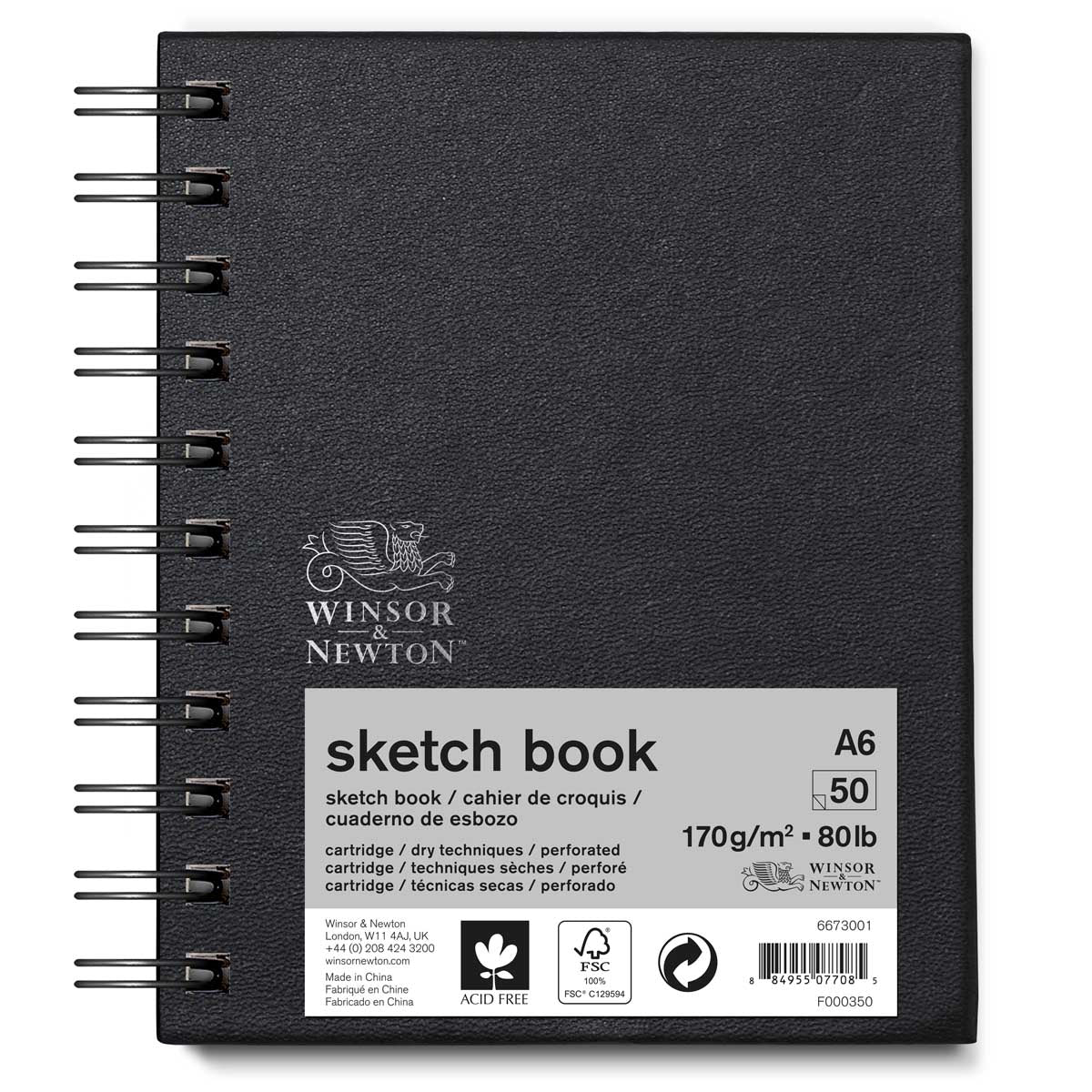 Winsor en Newton - Hardback Spiral Sketch Book - 170G A6