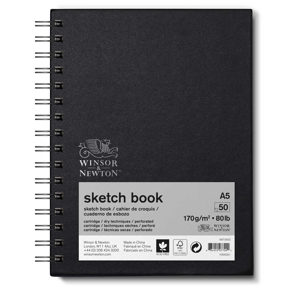 Winsor et Newton - Hardback Spiral Sketchbook - 170G A5
