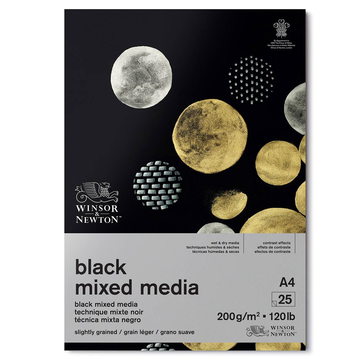 Winsor &amp; Newton - Mixed Media Pad Black Paper- 200gsm - A4
