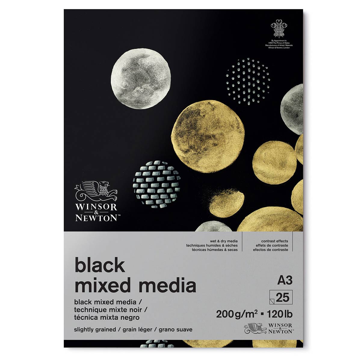 Winsor &amp; Newton - Mixed Media Pad Black Paper- 200gsm - A3