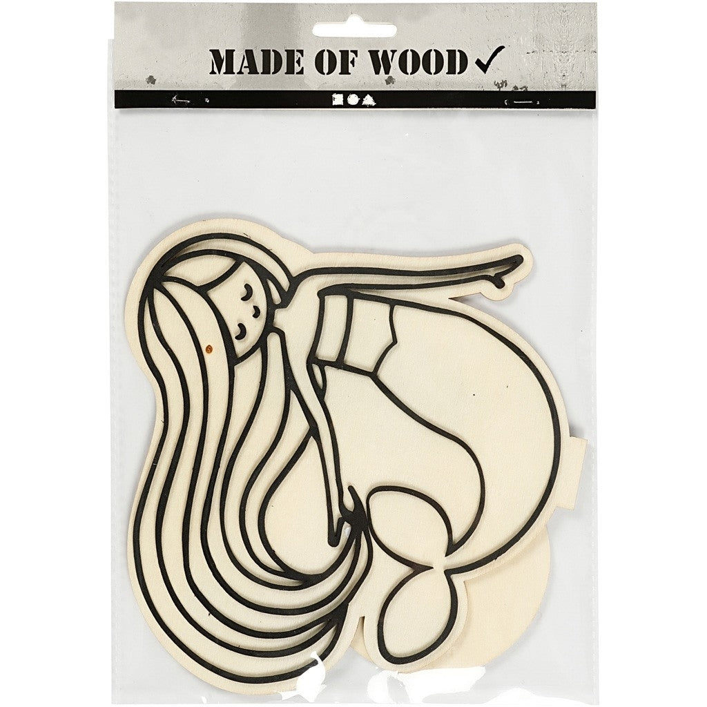 Crea Craft - Wooden Deco Forma - Mermaid H: 18 cm