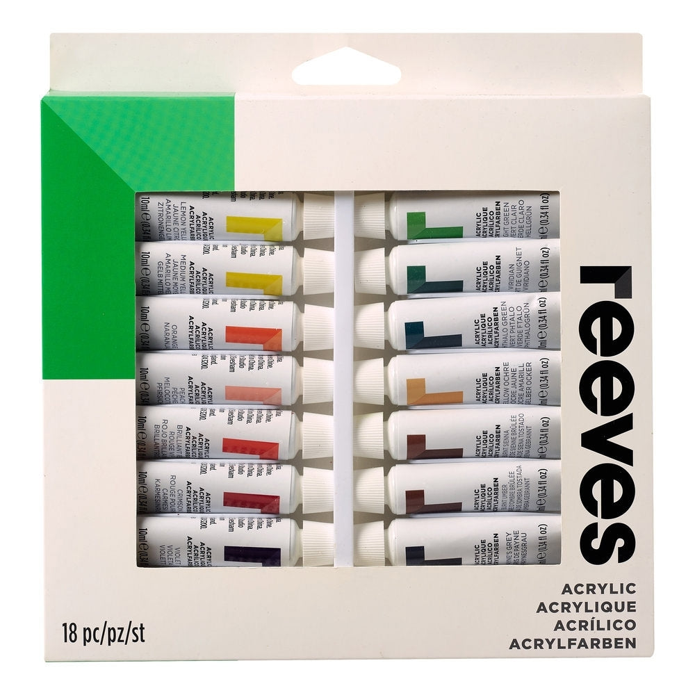 Reeves - Ensemble acrylique de 10 ml - 18 pièces