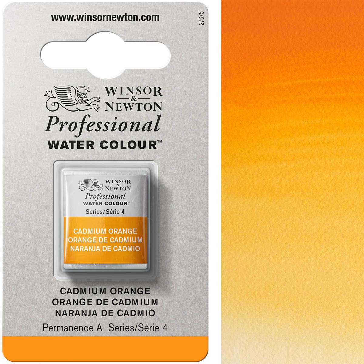 Winsor e Newton - Half Pan - HP - Cadmium Orange - HP - Cadmium Orange