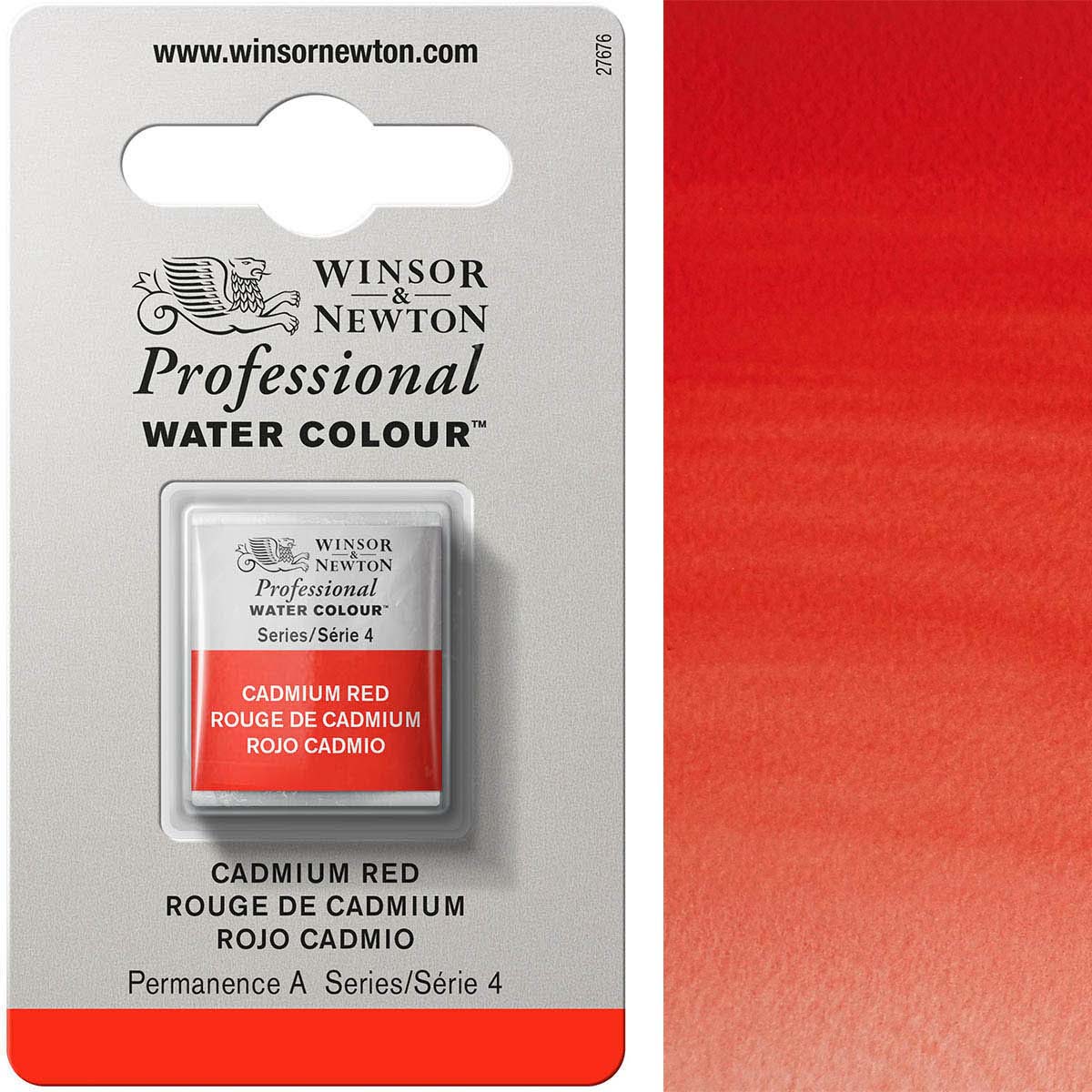 Winsor and Newton - Professional Artists' Watercolour Half Pan - HP - Cadmium Red