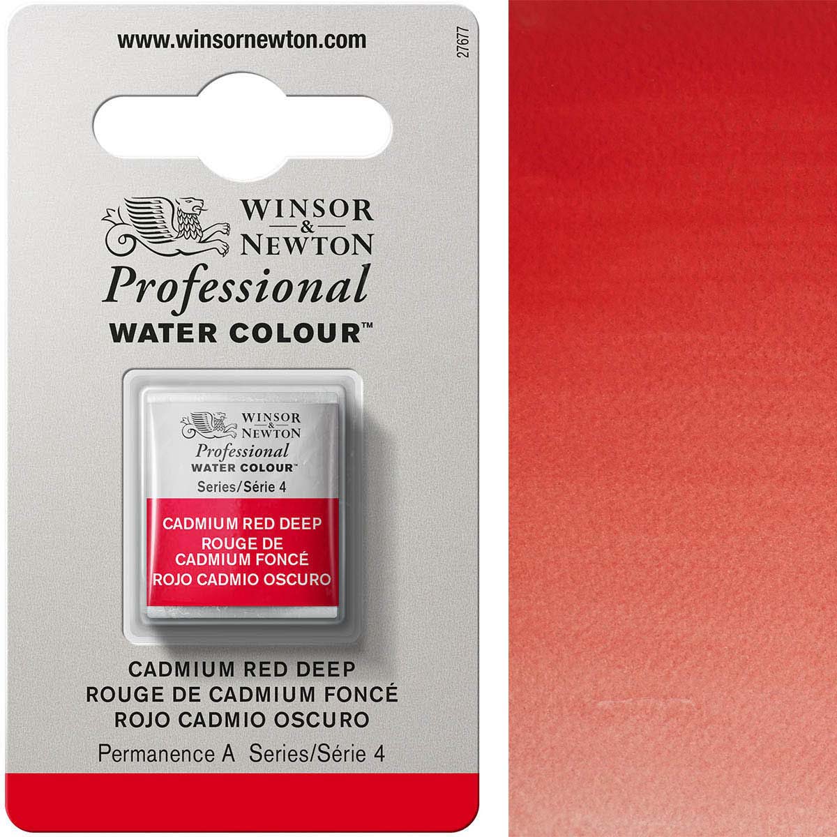Winsor et Newton - Half Pan de l'aquarelle des artistes professionnels - HP - Cadmium Red Deep