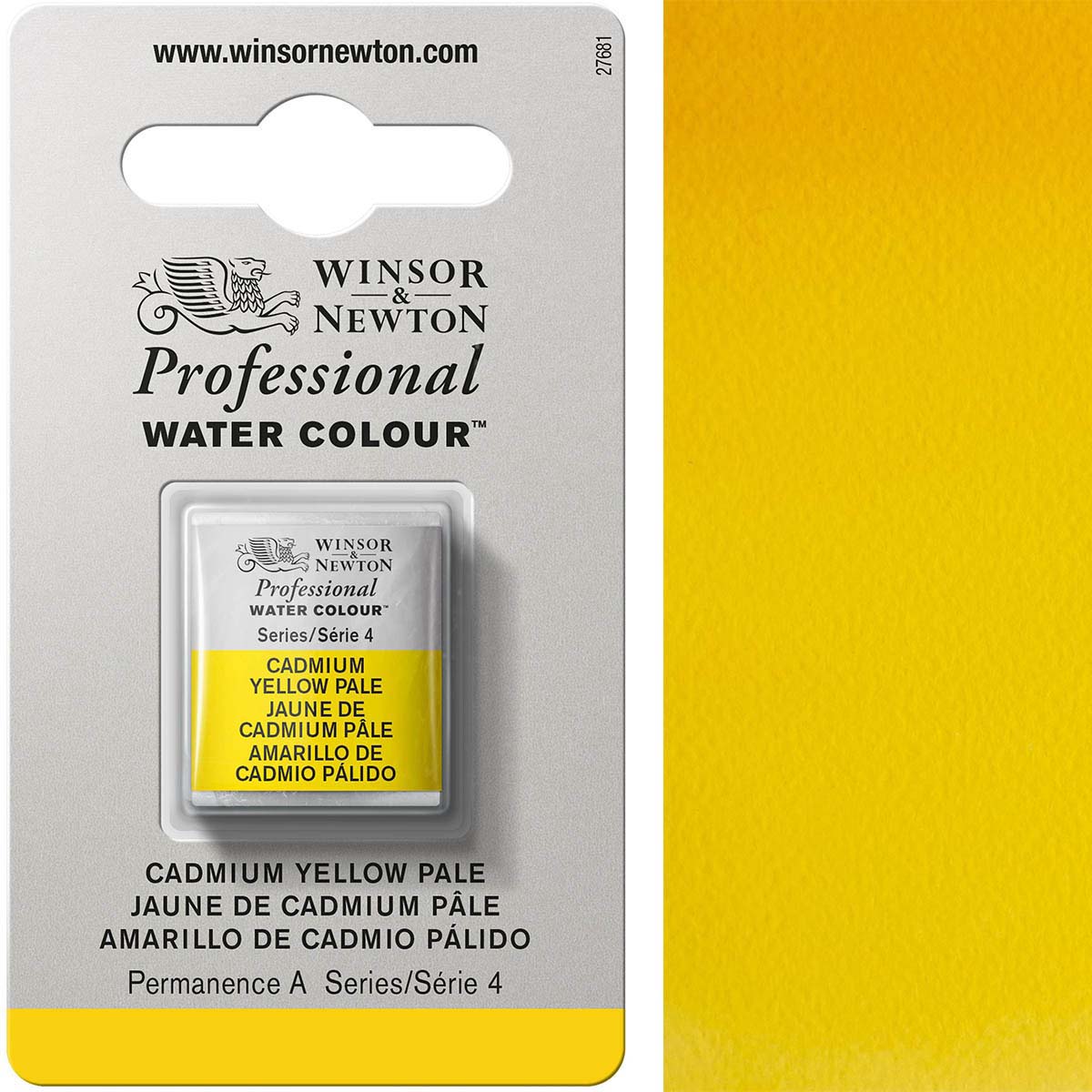 Winsor and Newton - Professional Artists' Watercolour Half Pan - HP - Cadmium Yellow Pale