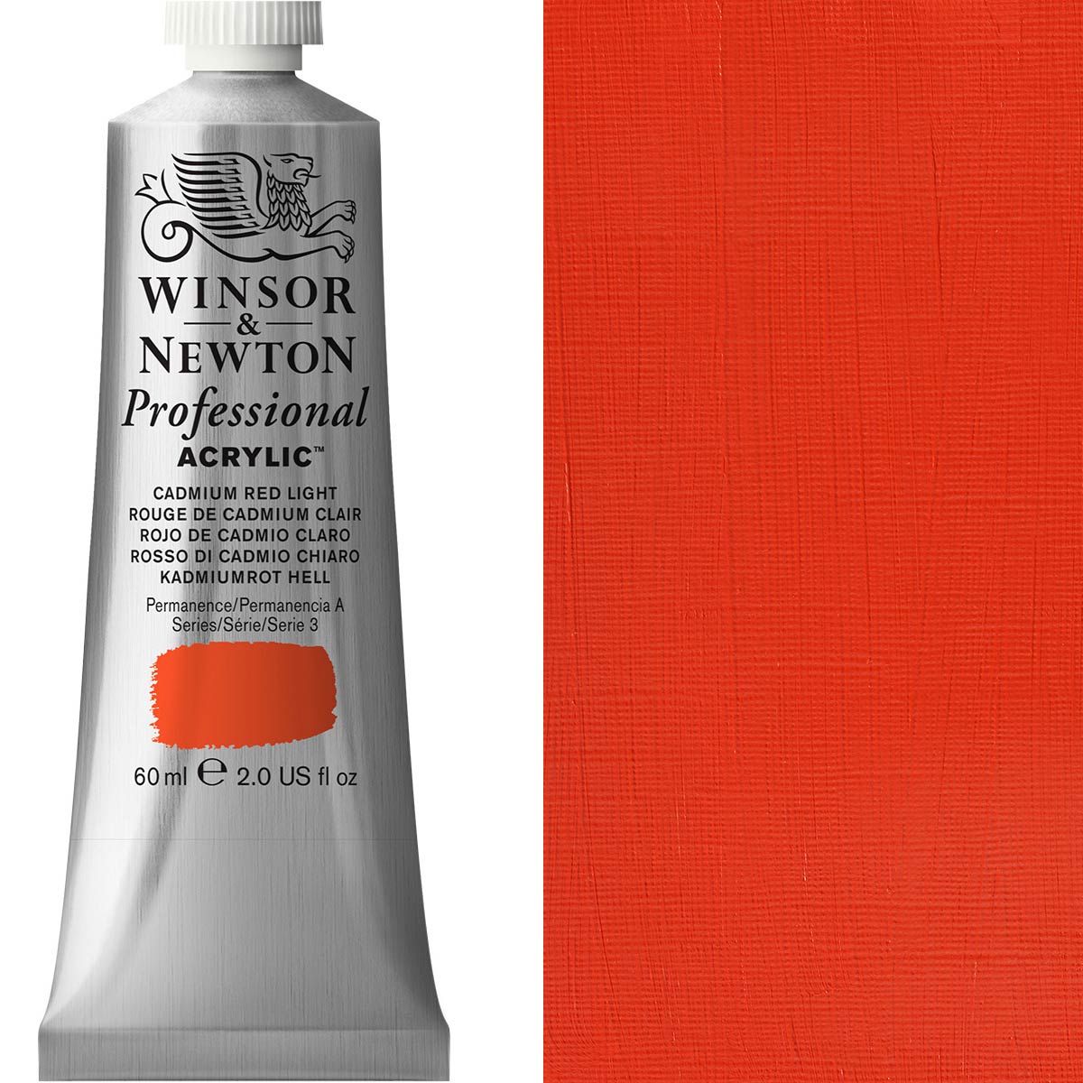Winsor and Newton - Professional Artists' Acrylic Colour - 60ml - Cadmium Red Light