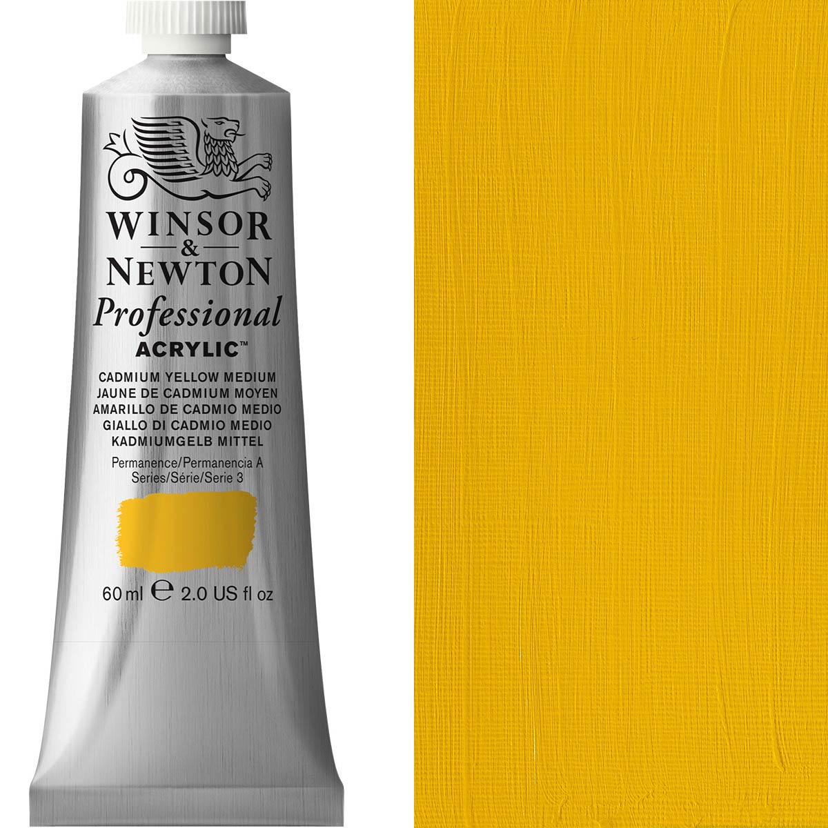 Winsor and Newton - Professional Artists' Acrylic Colour - 60ml - Cadmium Yellow Medium