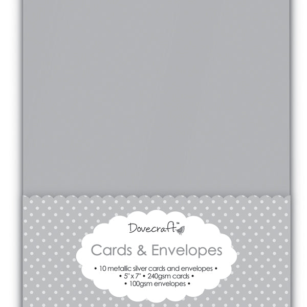 Dovecraft - Cards & Envelopes Metallic Silver Rectangle - 5x7 (8 Pk)