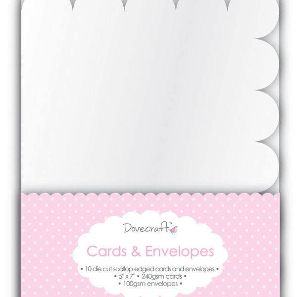 Dovecraft - Cards & Envelopes Scallop Die Cut Rectangle - 5x7 (10 Pk)