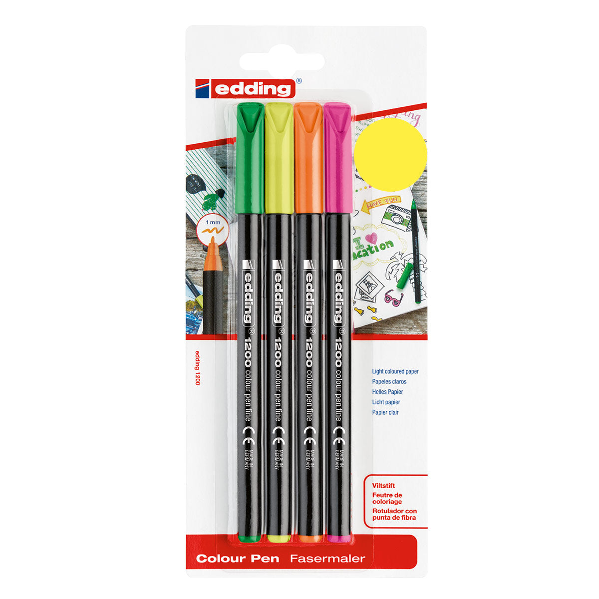 Edding 1200 Colore Neon Pen Set di 4