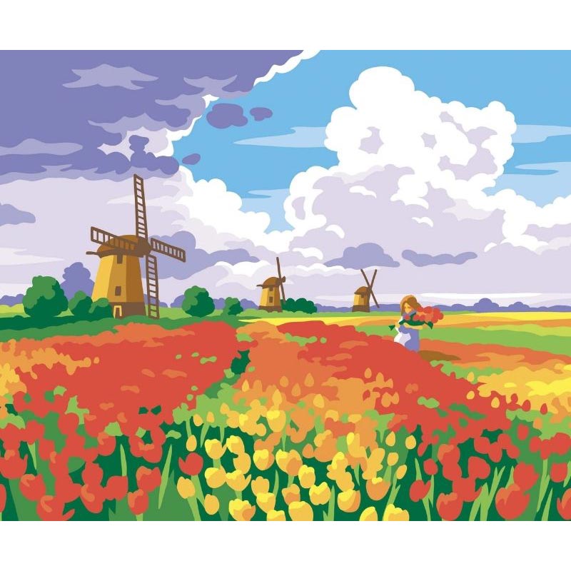 KSG - Grande dipinto con i numeri - Tulipani da Amsterdam