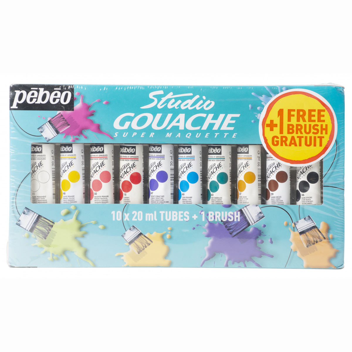 Pebeo - Studio Gouache Set 10x 20ml Tubes + Brush