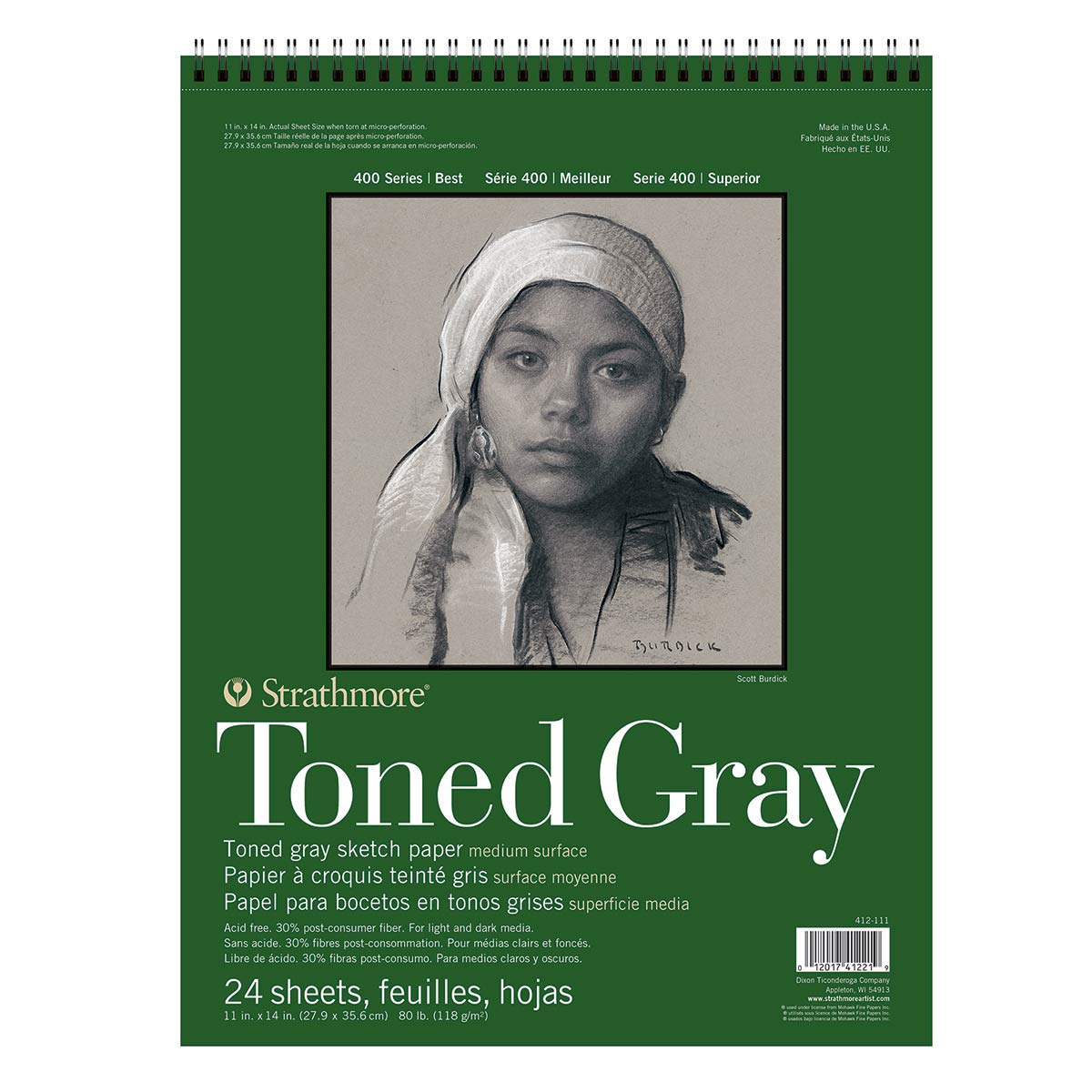 Strathmore - 400 Toned Gray Sketch Pad 118gsm 11x14" 24 sheets