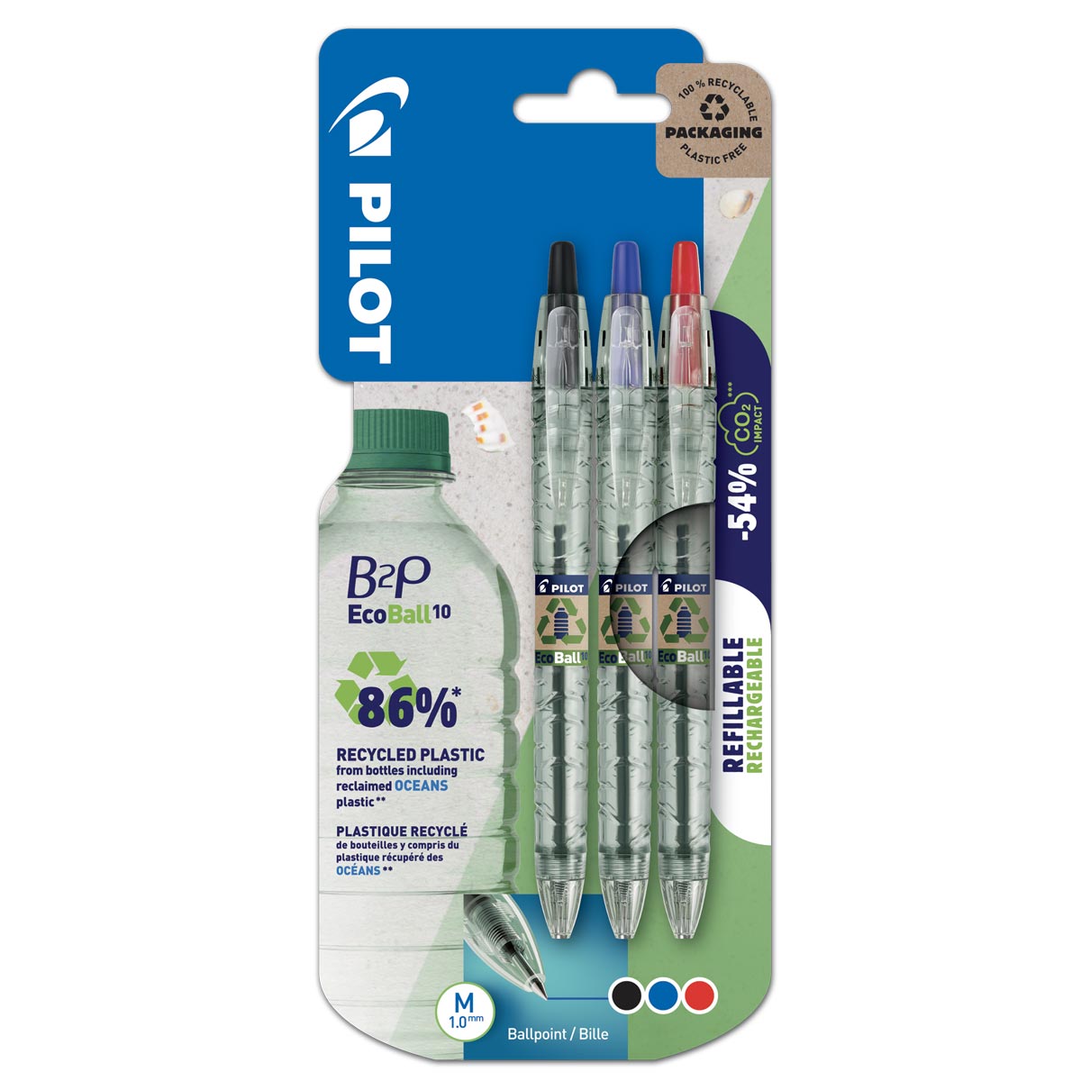 Piloot - B2P Ecoball Ballpoint Pen 3x diverse