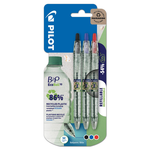 B2P Ecoball - En plastique recyclé - Stylo bille - Pointe moyenne - Pilot