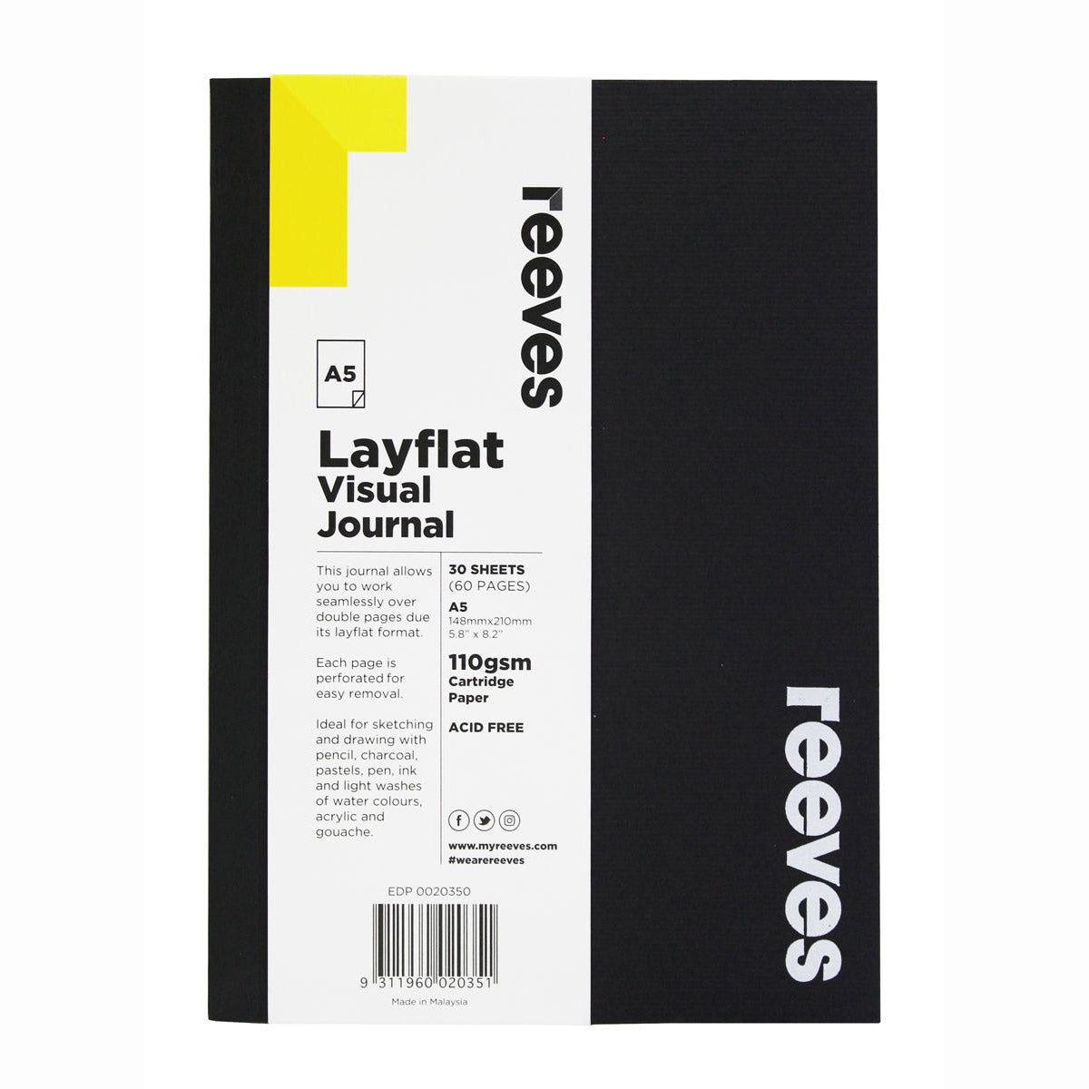Reeves - Black Lay Flat Schwarzes Notizbuch A5