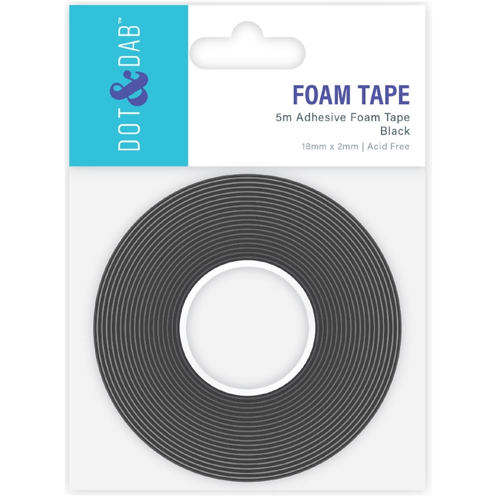 Dot & Dab - Foam Tape Black 18mm Wide x 2mm Thick 5m Roll