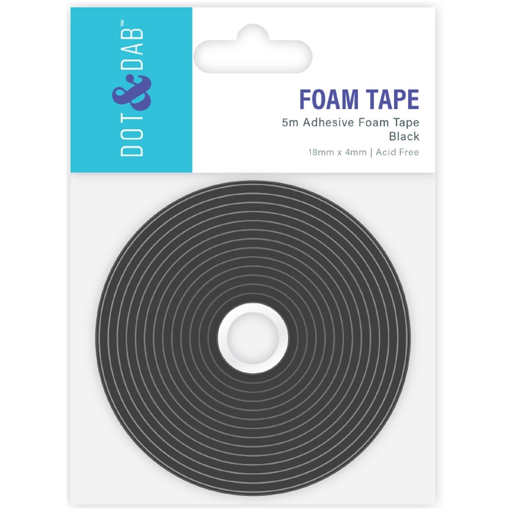 DOT & DAB - Foam -tape zwart 18 mm breed x 4 mm dikke 5 m rol