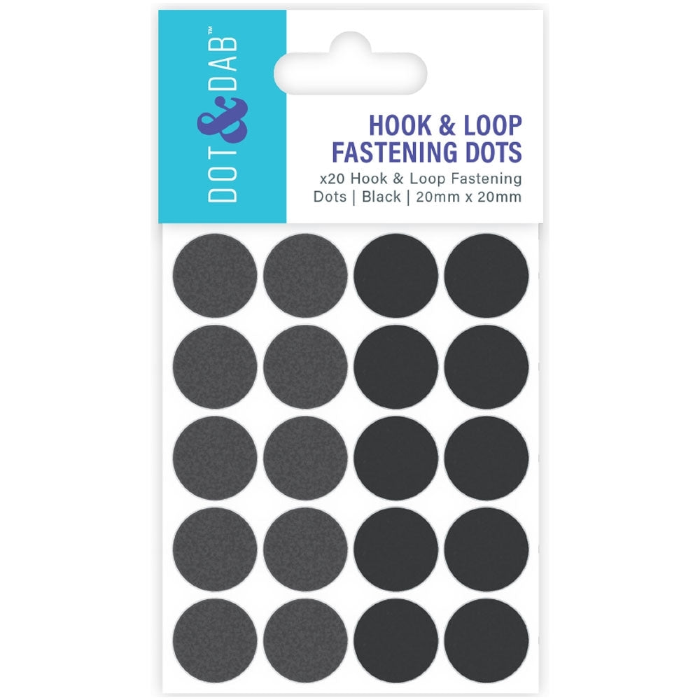 Dot & Dab - Dots de fixation de crochet et de boucle noir 2 mm de diamètre x 20