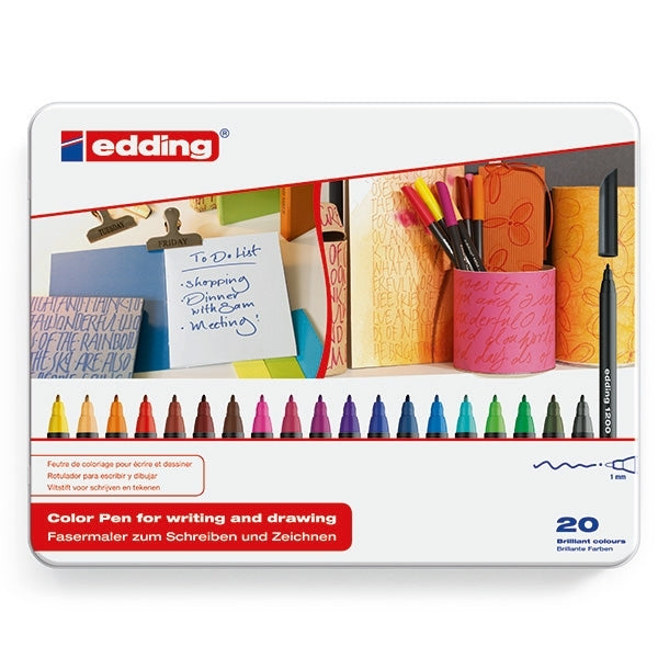 edding -1200 - Tin of 20 Marker Pens