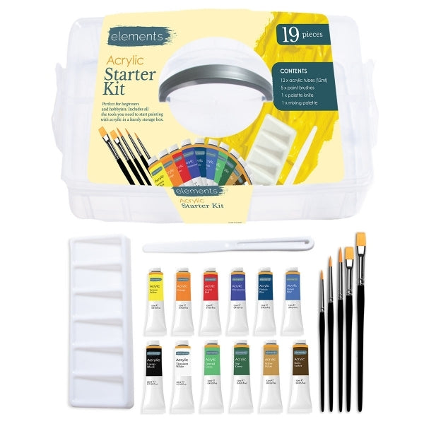Elements  Acrylic Paint Starter Set with storage box