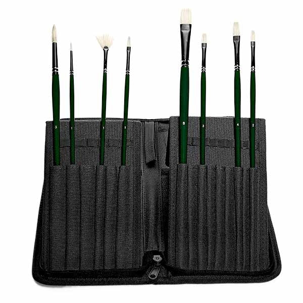 Elements - 8x Hog Oil Brush set Wallet with stand