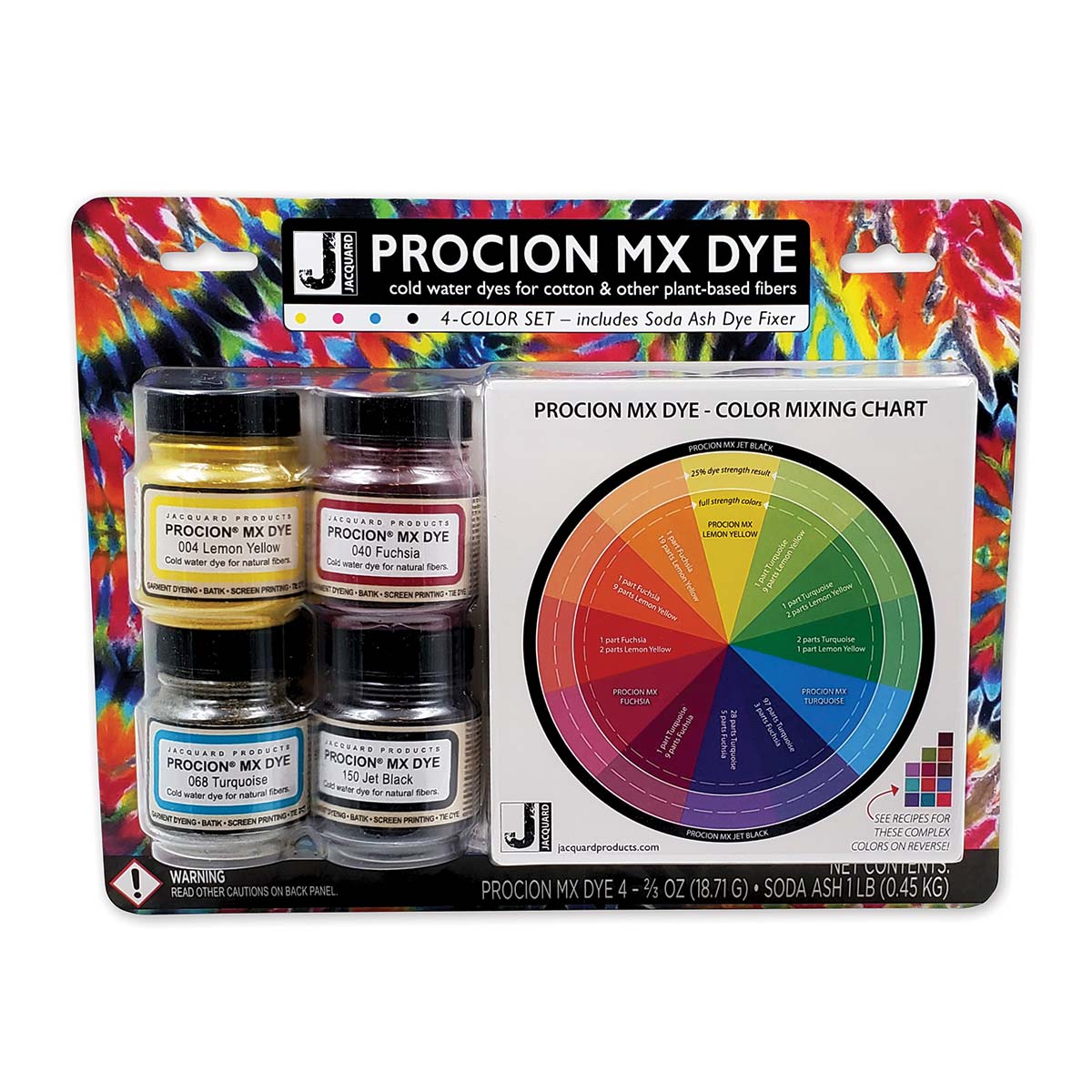 Jacquard - Procion MX Dye - Set 4 Colori con Carbonato di Sodio