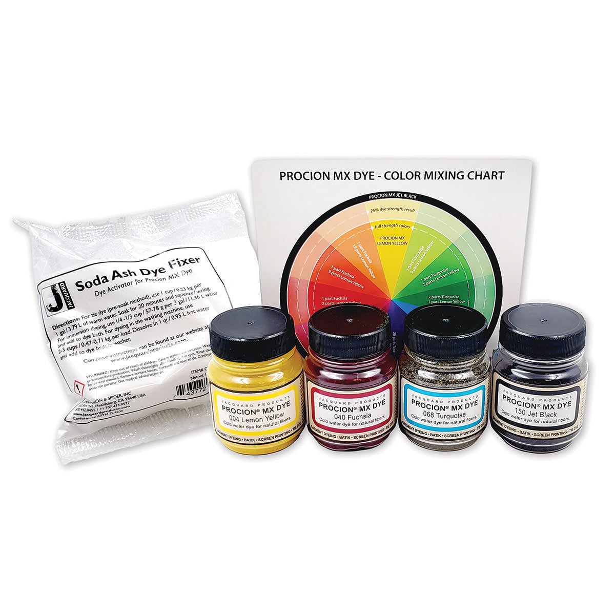 Jacquard - Procion MX Dye - 4 Colours with Soda Ash set