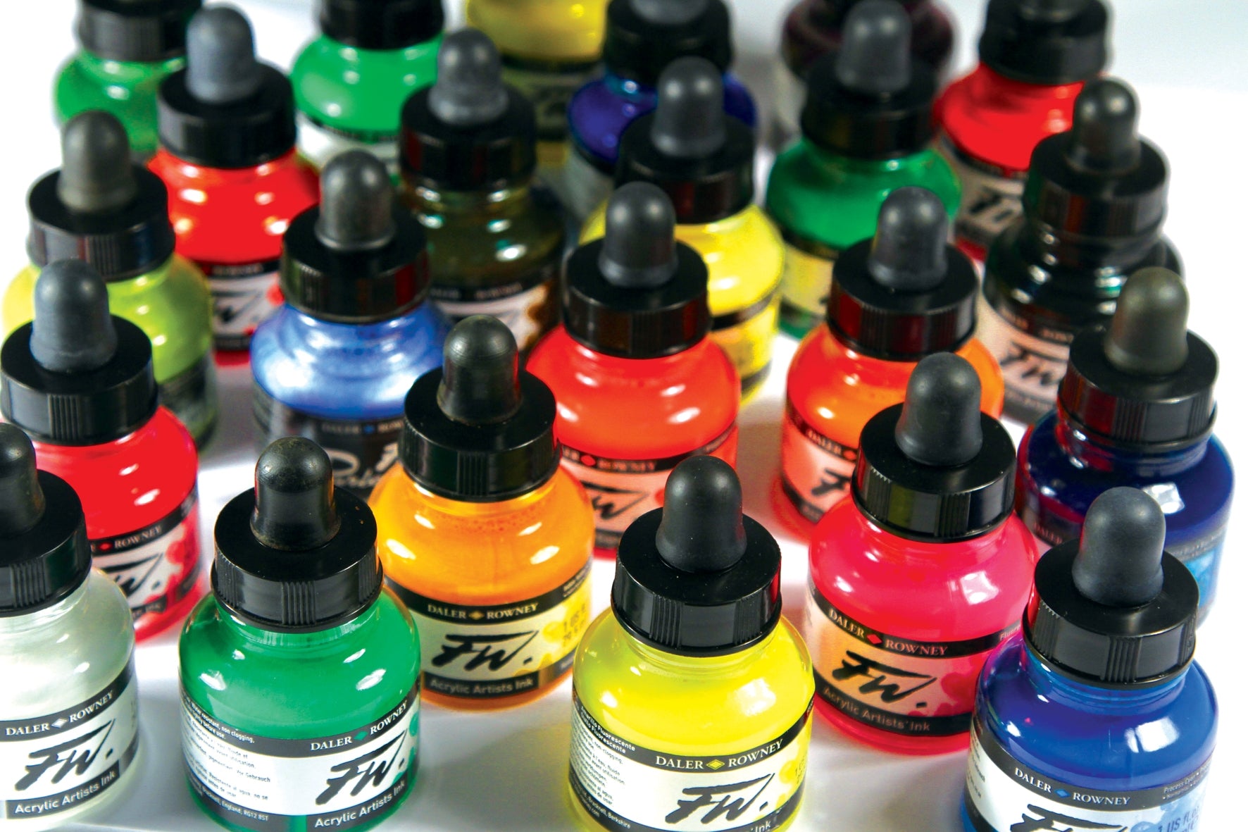 Daler-Rowney FW Acrylic Artists Ink,Primary Set