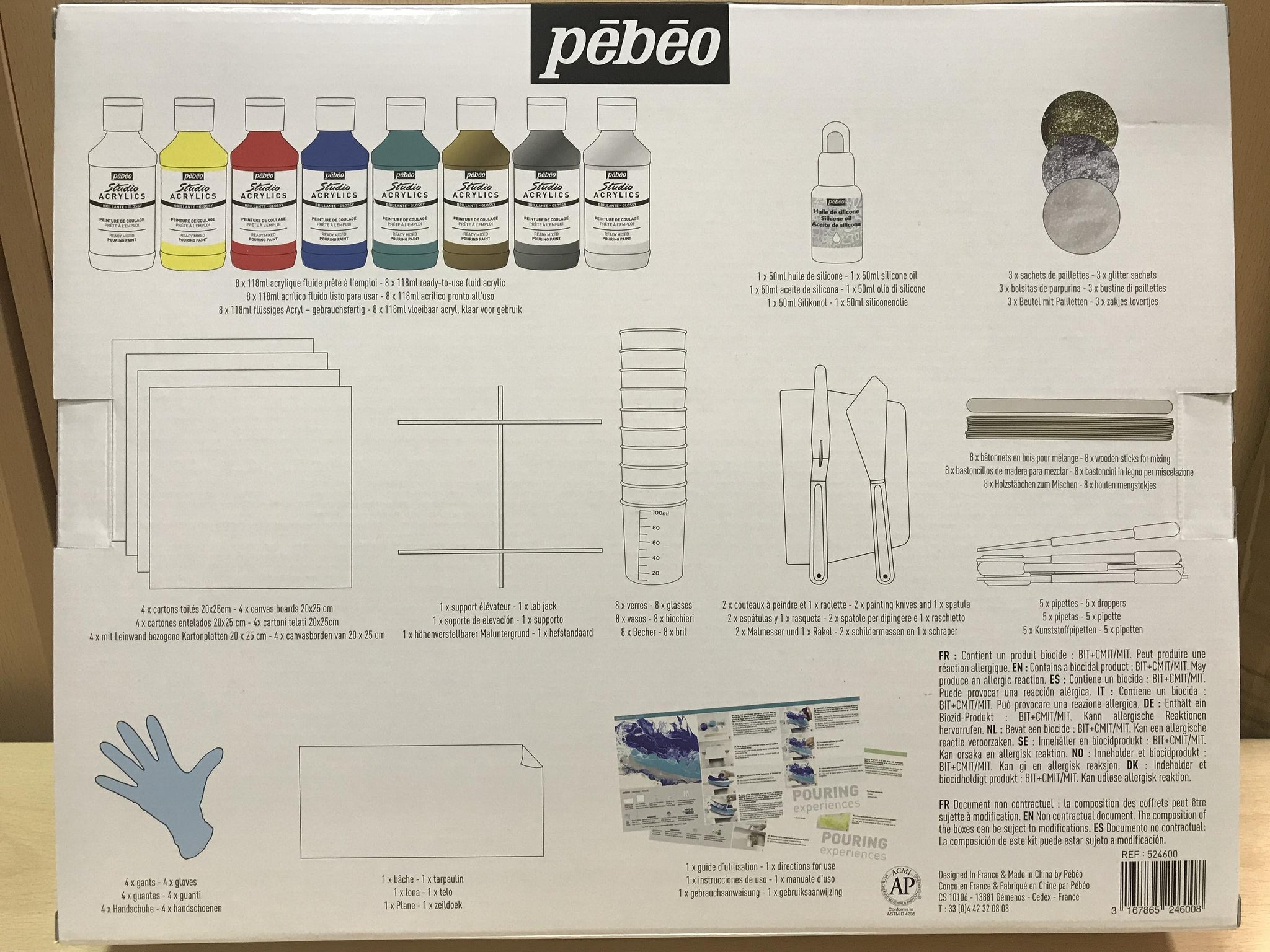 Pebeo - Esperienze medie di versamento acrilico - Kit completo di Workbox Studio