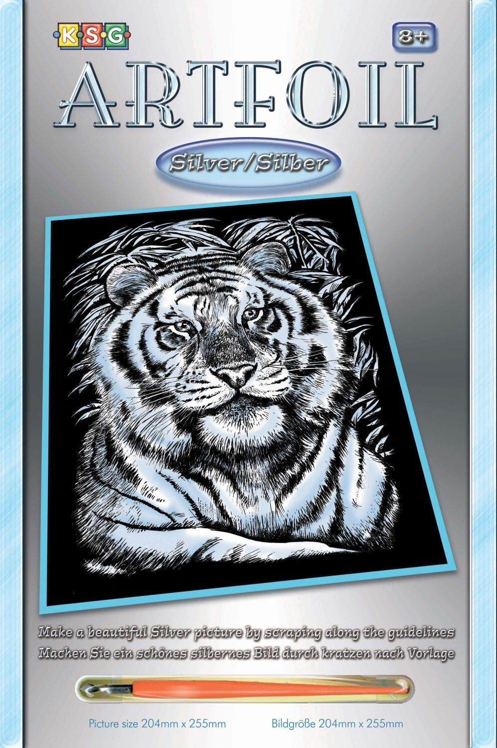 KSG - Schaberfolie - Silber - Weißer Tiger