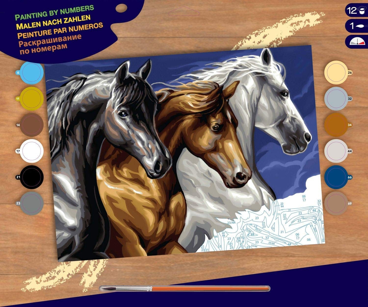 KSG - Grande pittura per numero - cavalli selvatici
