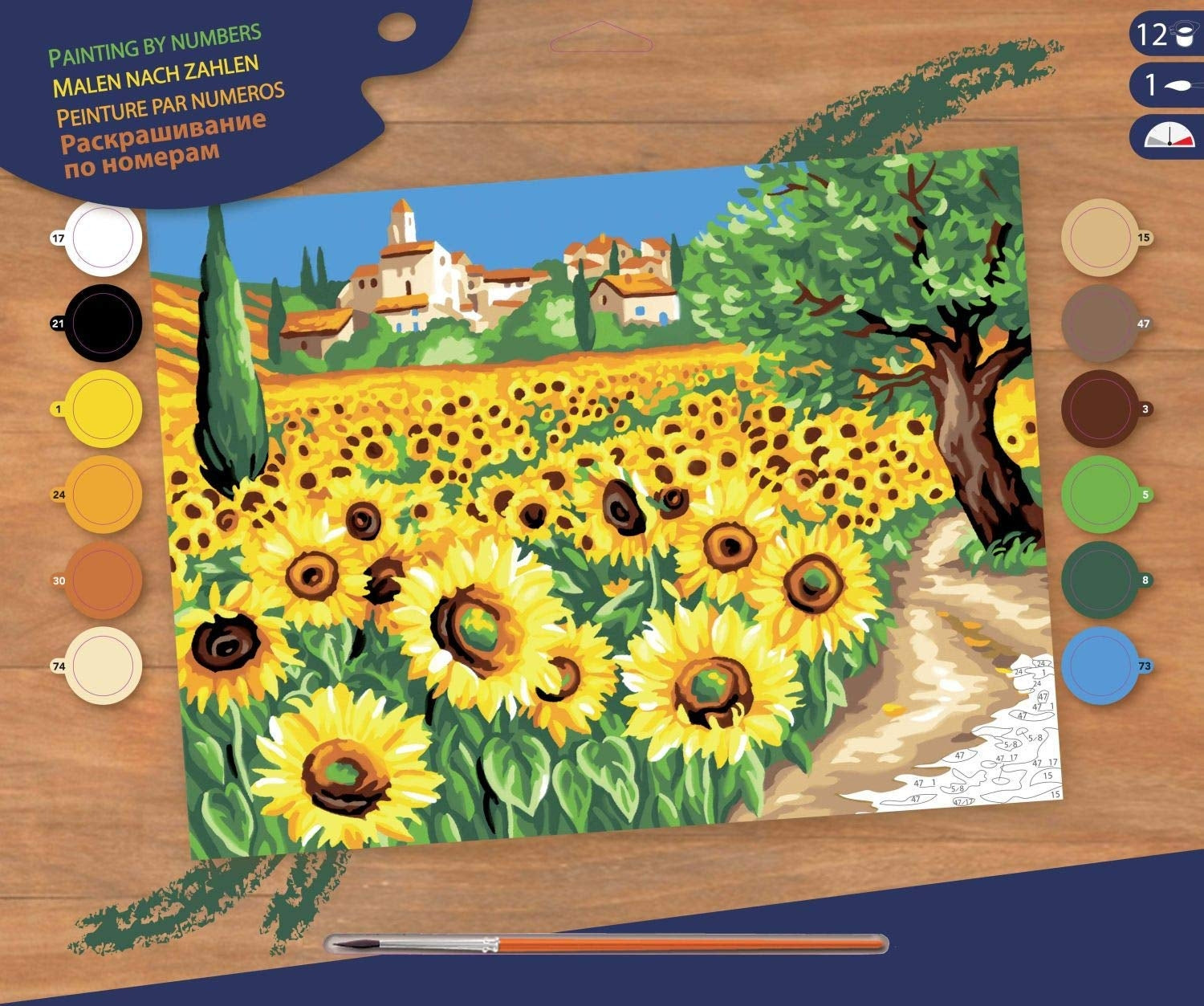 KSG - Groot schilderij op getallen - zonnebloemen