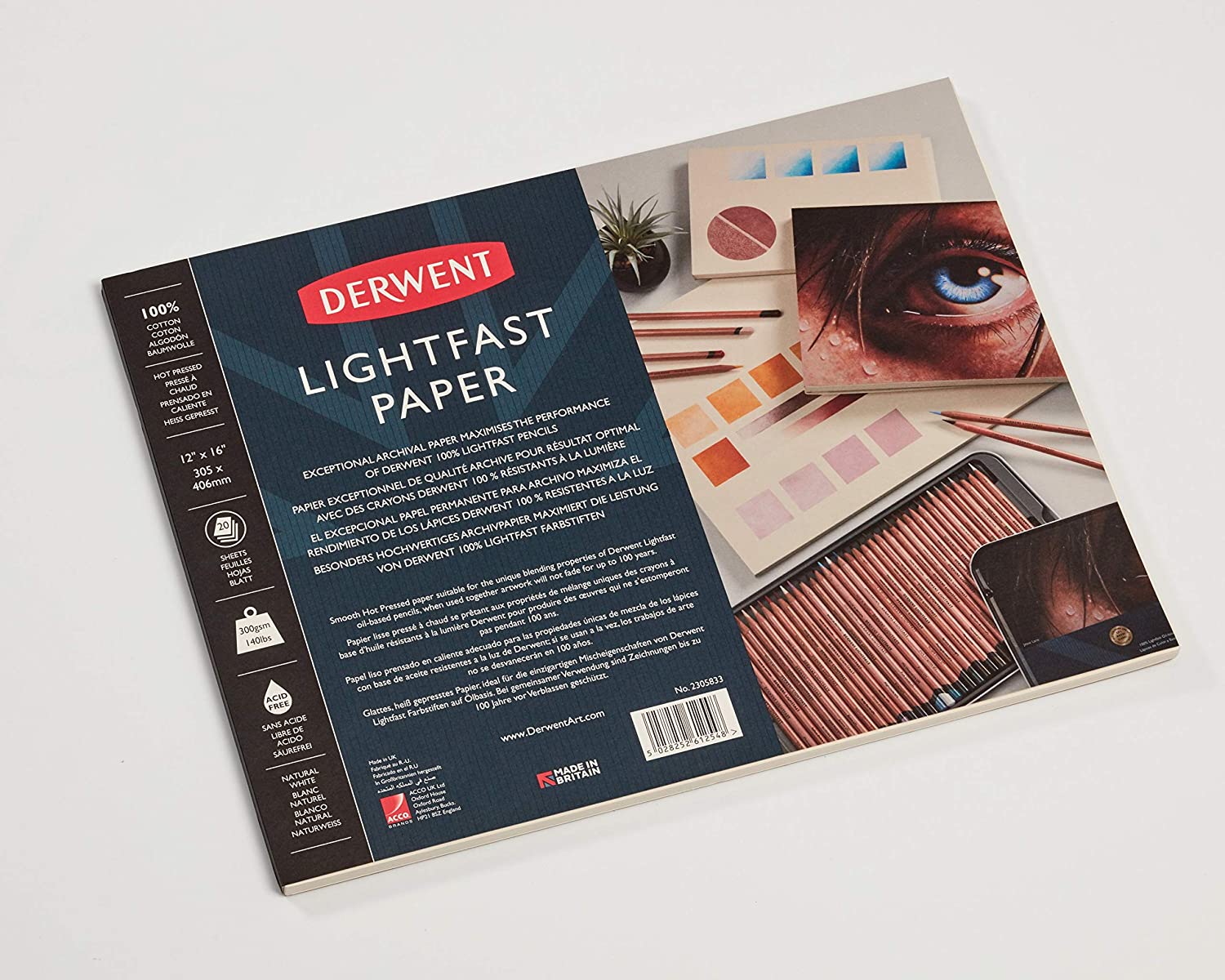 Derwent - Lichtechter Papier-Skizzenblock - 300 g/m²-140 lb 12 x 16"